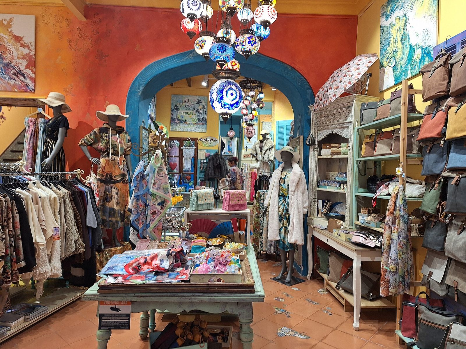 Interior of a small independent boutique with products on display